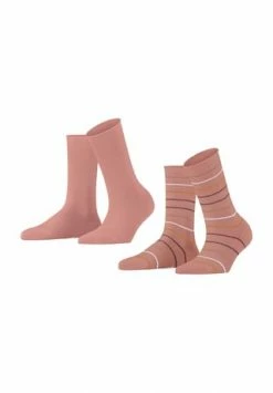 ESPRIT Socken, 2er-Pack, Streifen, Uni, Für Damen 8803 WILD ROSE