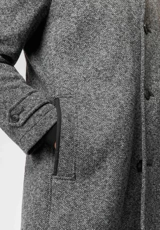 ROY ROBSON Mantel, Meliert, Stehkragen, Für Herren A015 CHARCOAL - Image 5