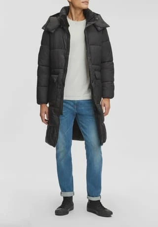 EDC Steppmantel, Kapuze, Verdeckter Reißverschluss, Für Herren C001 BLACK 4 EDC Steppmantel, Kapuze, Verdeckter Reißverschluss, Für Herren C001 BLACK – Bild 2