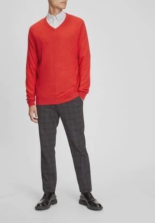 GALERIA Seide/Cashmere Pullover, V-Ausschnitt, Feingerippte Abschlüsse, Für Herren 11 ORANGE - Image 5