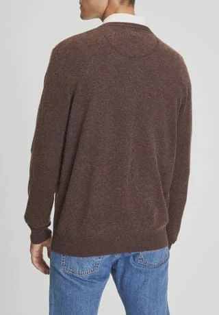 GALERIA Seide/Cashmere Pullover, V-Ausschnitt, Feingerippte Abschlüsse, Für Herren 12 DUNKELBRAUN - Image 3