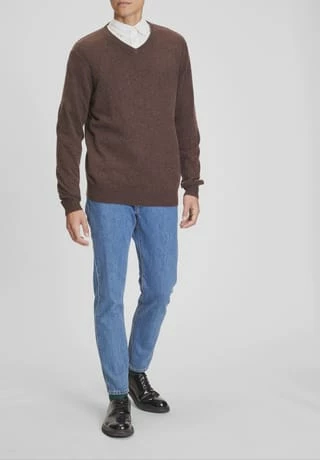 GALERIA Seide/Cashmere Pullover, V-Ausschnitt, Feingerippte Abschlüsse, Für Herren 12 DUNKELBRAUN - Image 6