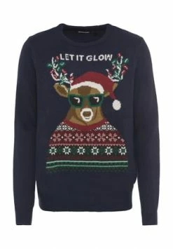 MANGUUN Weihnachtspullover, Rundhals, Für Herren 1. EVENING BLUE