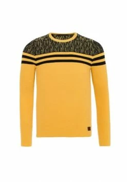 CIPO & BAXX® Pullover Mit Coolen Streifen-Details Yellow-Black