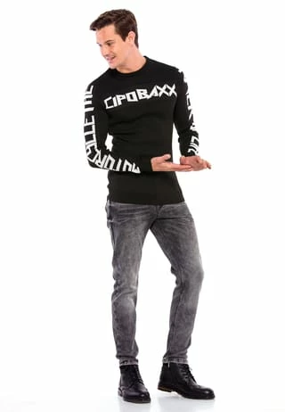 CIPO & BAXX® Pullover Mit Coolem Print Black - Image 8