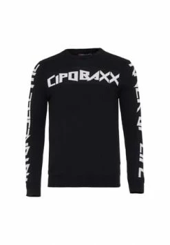 CIPO & BAXX® Strickpullover Mit Marken-Schriftzug Black