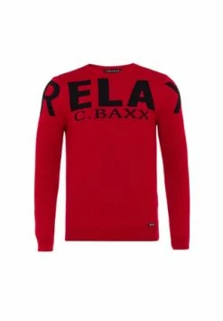 CIPO & BAXX® Strickpullover Mit Marken-Schriftzug Red