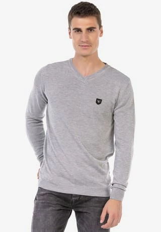 CIPO & BAXX® Pullover Mit V-Ausschnitt LIGHTGREY - Image 2