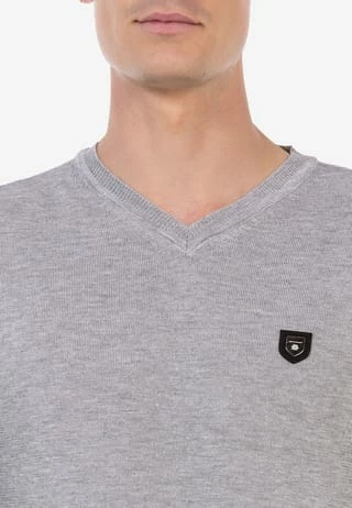 CIPO & BAXX® Pullover Mit V-Ausschnitt LIGHTGREY - Image 6