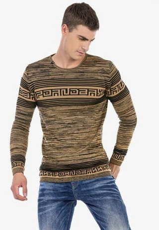 CIPO & BAXX® Strickpullover In Streifenoptik CAMEL - Image 2