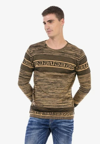 CIPO & BAXX® Strickpullover In Streifenoptik CAMEL - Image 3