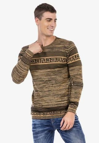 CIPO & BAXX® Strickpullover In Streifenoptik CAMEL - Image 4