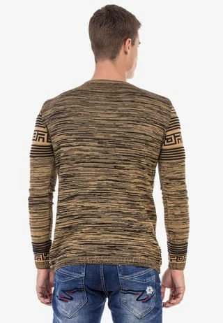CIPO & BAXX® Strickpullover In Streifenoptik CAMEL - Image 5