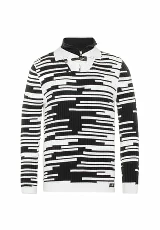 CIPO & BAXX® Strickpullover Mit Tollem Allover-Muster WHITE-BLACK