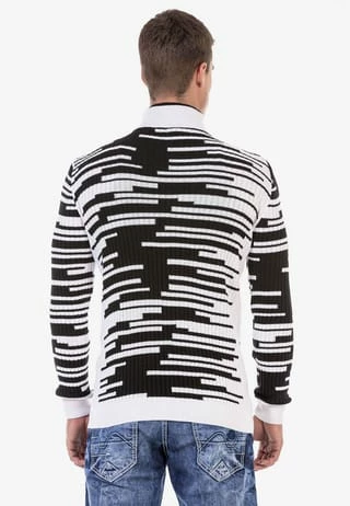 CIPO & BAXX® Strickpullover Mit Tollem Allover-Muster WHITE-BLACK - Image 5