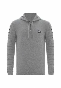 CIPO & BAXX® Strickpullover Mit Kuscheliger Kapuze GREY
