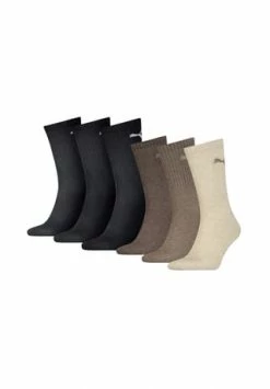 PUMA® Unisex Sportsocken, 6er Pack - Tennissocken, Crew Sport Socken, Einfarbig (2x 3 Paar) Schwarz/ Braun