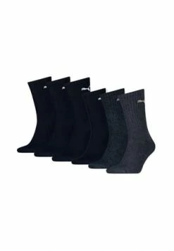 PUMA® Unisex Sportsocken, 6er Pack - Tennissocken, Crew Sport Socken, Einfarbig (2x 3 Paar) Blau-Mix