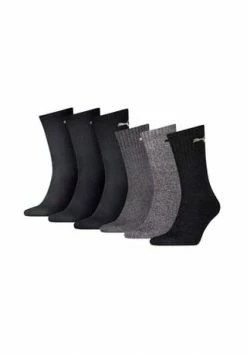 PUMA® Unisex Sportsocken, 6er Pack - Tennissocken, Crew Sport Socken, Einfarbig (2x 3 Paar) Schwarz/ Grau