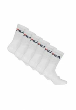 FILA Unisex Socken, 6er Pack - Crew Socks, Frottee, Tennis, Sport (2x 3 Paar) Weiß