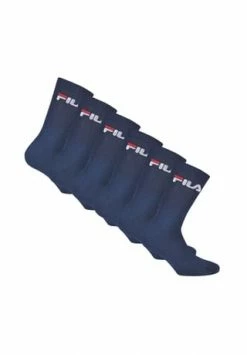 FILA Unisex Socken, 6er Pack - Crew Socks, Frottee, Tennis, Sport (2x 3 Paar) Blau