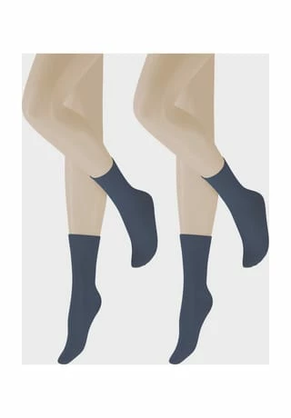 Hudson Socken, 2er-Pack, Uni, Für Damen 0335 MARINE