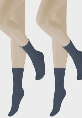Hudson Socken, 2er-Pack, Uni, Für Damen 0335 MARINE - Image 2