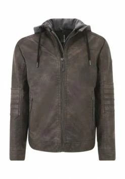TOM TAILOR Kunstleder-Bikerjacke, Sweat-Einsatz, Kapuze, Für Herren 30513 BUFFALO BRO