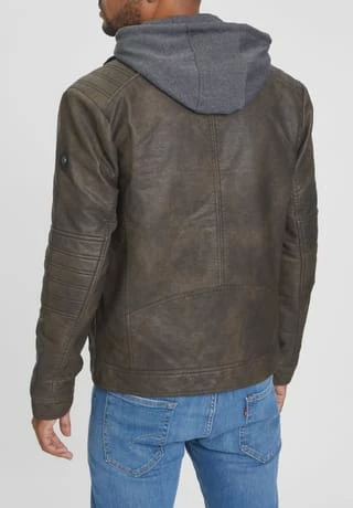 TOM TAILOR Kunstleder-Bikerjacke, Sweat-Einsatz, Kapuze, Für Herren 30513 BUFFALO BRO - Image 5