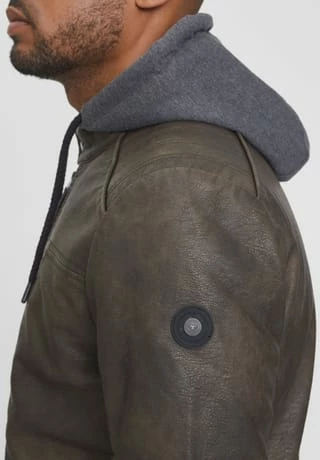 TOM TAILOR Kunstleder-Bikerjacke, Sweat-Einsatz, Kapuze, Für Herren 30513 BUFFALO BRO - Image 6