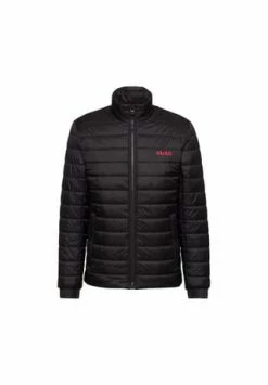 HUGO Herren Steppjacke - Benti2221, Zipper, Stehkragen, Wasserabweisend, Uni Schwarz